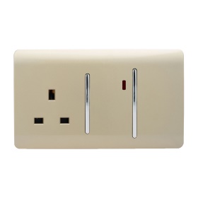 ART-WHS213GO  45A Double Pole Switch With Socket & Neon Champagne Gold